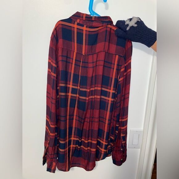 Abercombie & fitch plaid shirt red orange blue - Picture 5 of 5